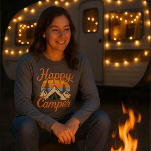 Happy Camper Long Sleeve Tee – XXL